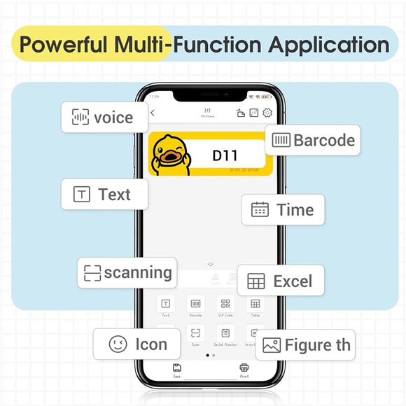 Label Maker Machine D11 Label Printer Tape Included Portable Wireless Connection - Picture 9 of 13